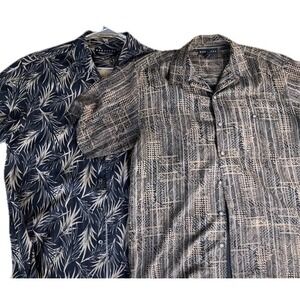 Lot of 2‎ Baracuta 100% Silk Shirts Mens 1 Sz M, 1 Sz L Luxury Hawaiian Prints